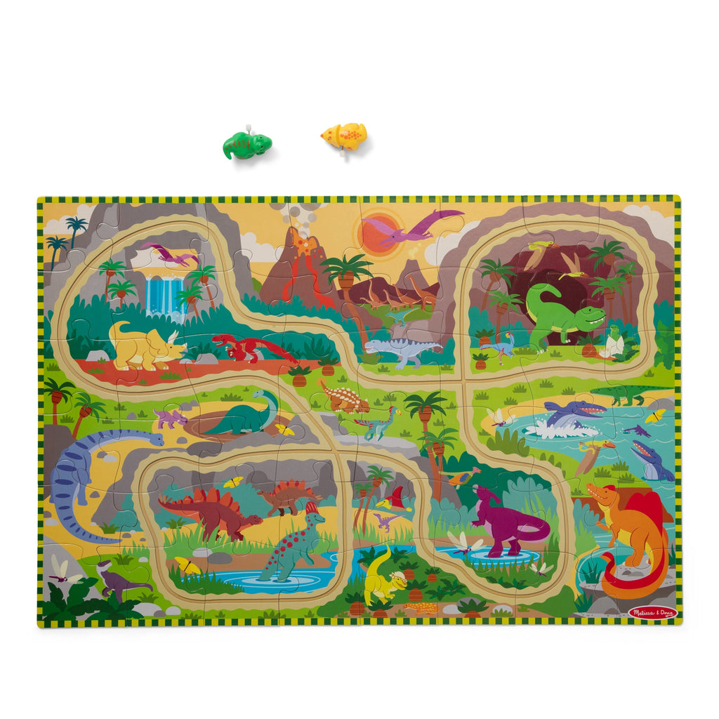 Dinosaur Adventure Tracks Floor Puzzle – 48 Pieces + 2 Wind-Up Dinosaurs