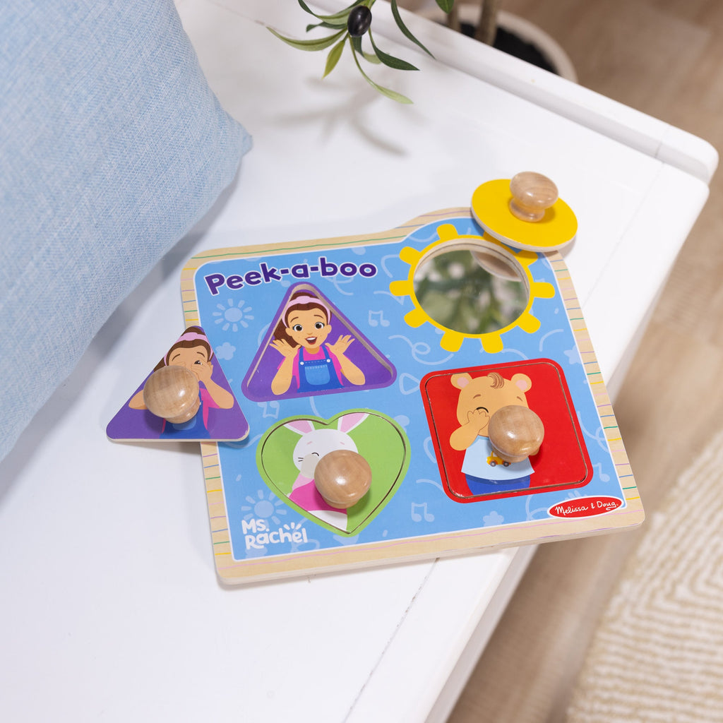 Ms. Rachel™ Wooden Peek-a-Boo Jumbo Peg Puzzle – 4 Pieces