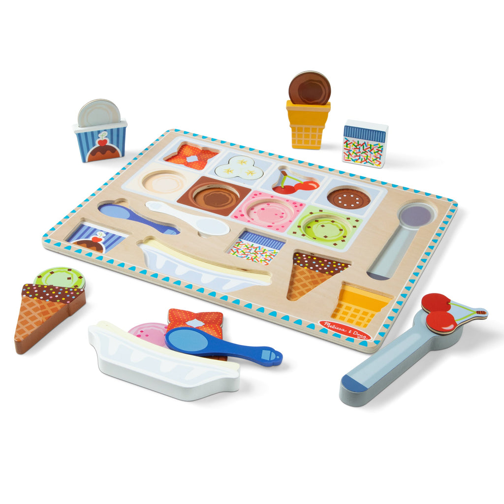 Wooden Magnetic Ice Cream Puzzle & Play Set - 16 Pieces