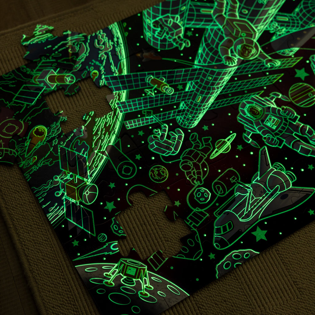 Outer Space Glow-in-the-Dark Floor Puzzle – 48 Pieces