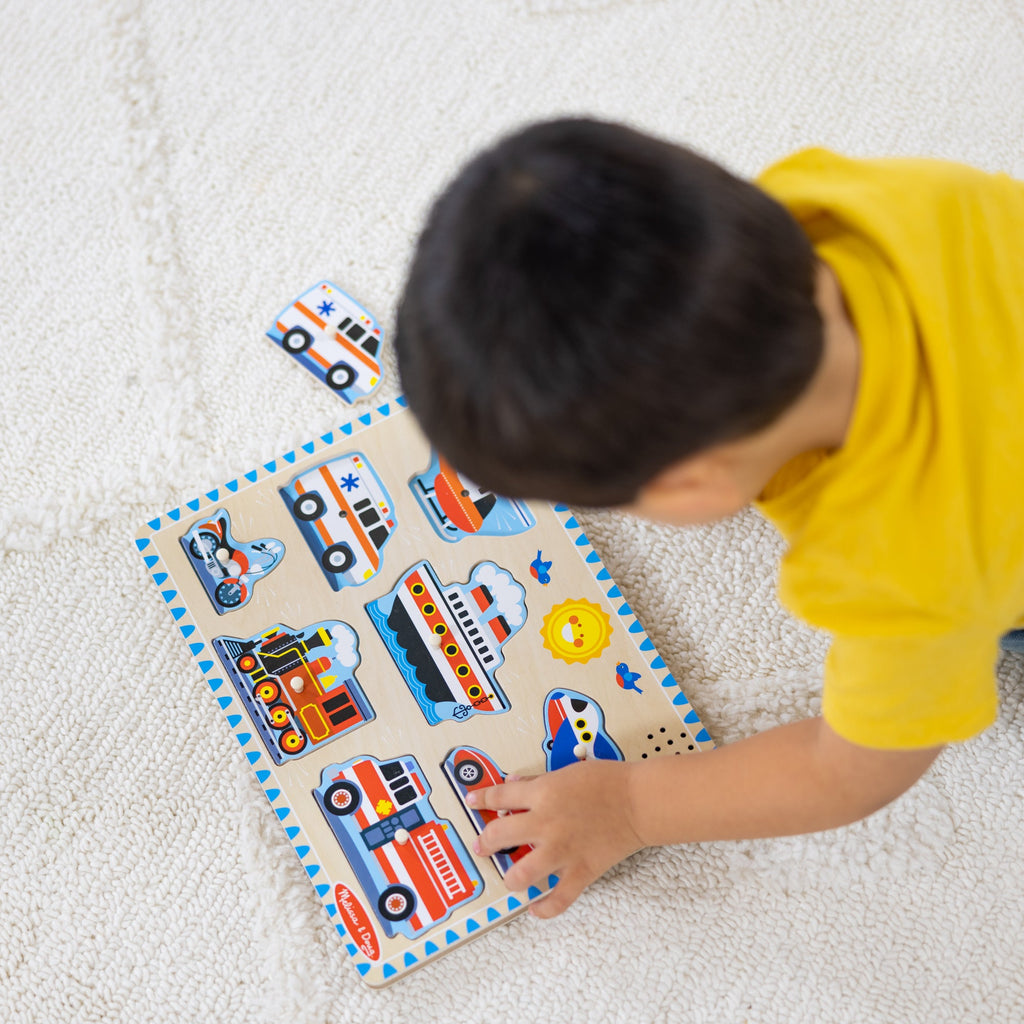 Wooden Sound Puzzle 2-Pack – Farm Animals, Vehicles