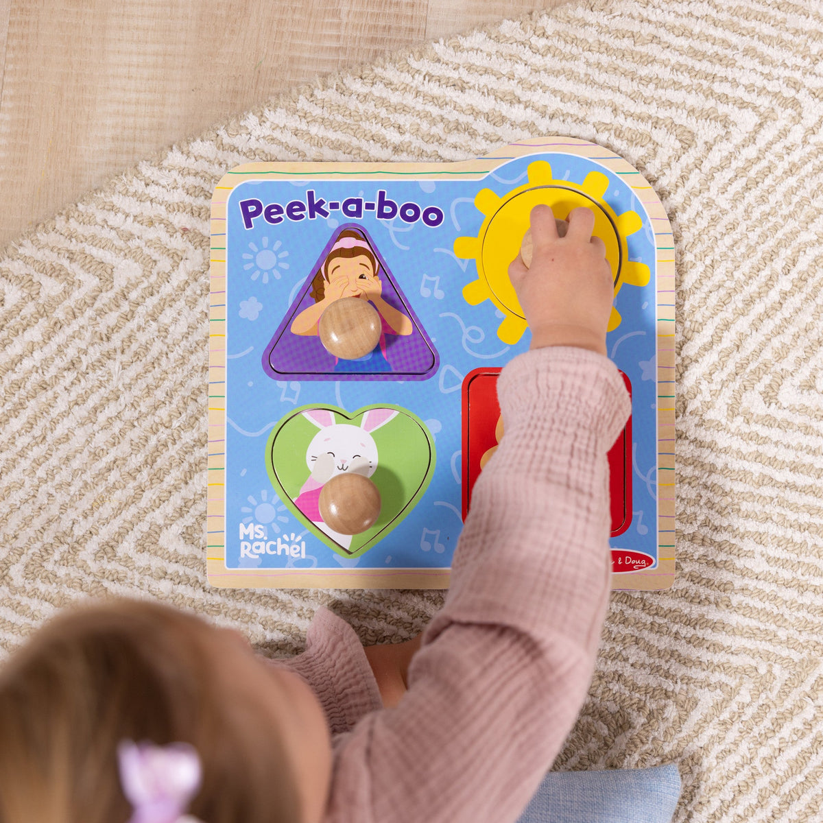 Ms. Rachel™ Wooden Peek-a-Boo Jumbo Peg Puzzle – 4 Pieces