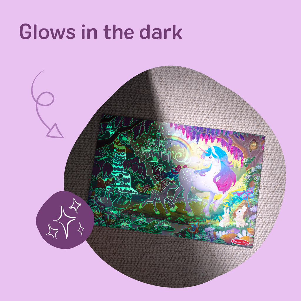 Glow-in-the-Dark Unicorn Floor Puzzle - 48 Pieces