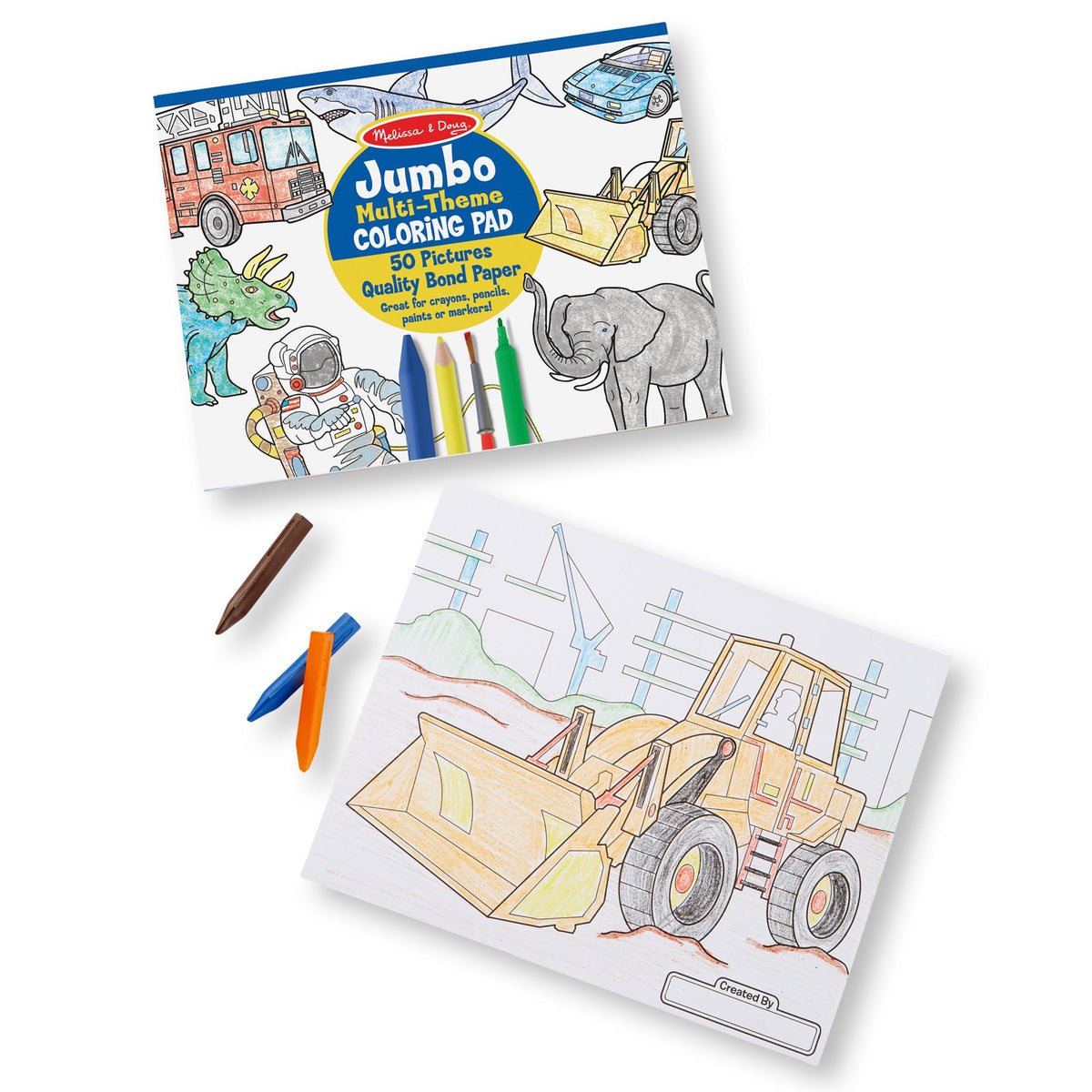 Jumbo 50-Page Kids' Coloring Pad - Space, Sharks, Sports, and More