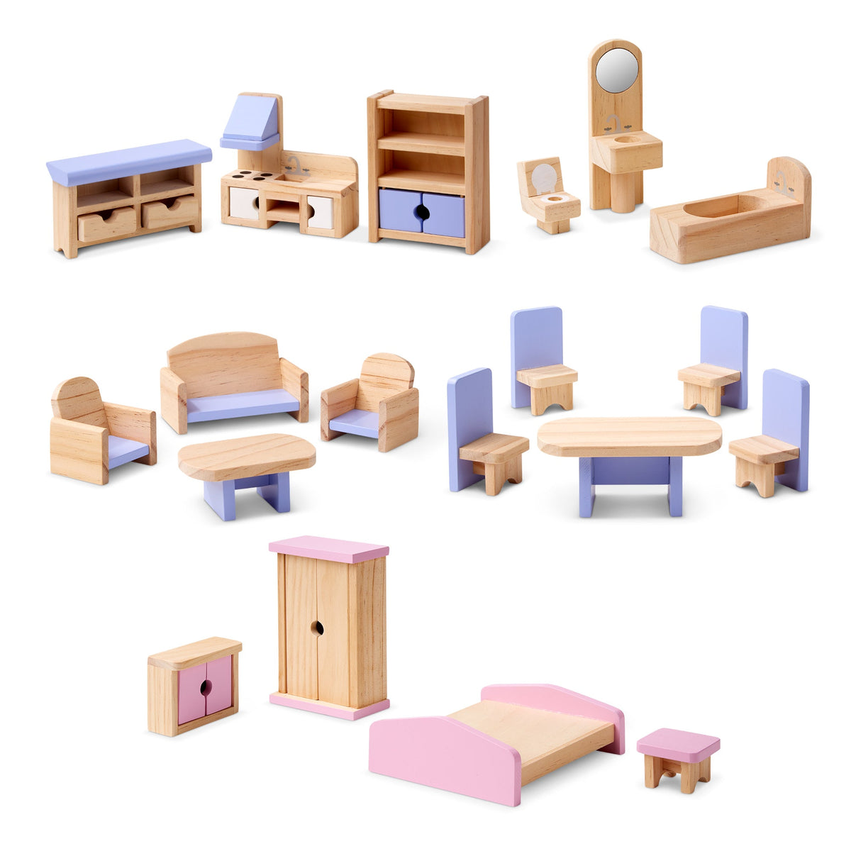 Wooden Multi-Level Dollhouse