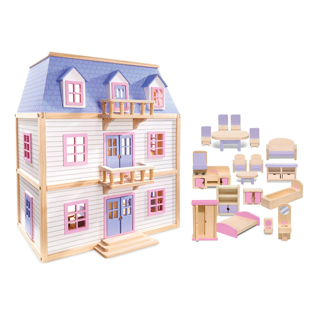 Wooden Multi-Level Dollhouse