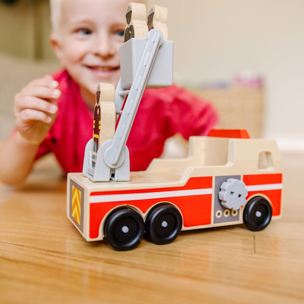Classic Wooden Fire Truck Play Set