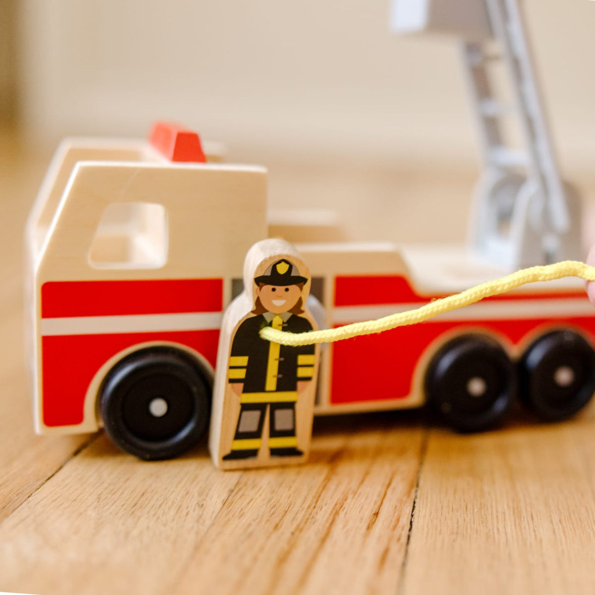 Classic Wooden Fire Truck Play Set