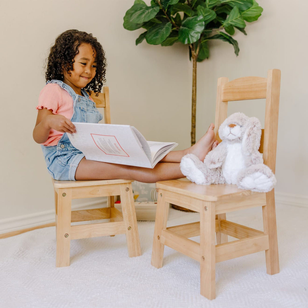 Pair of Solid Wood Chairs 2-Piece Set