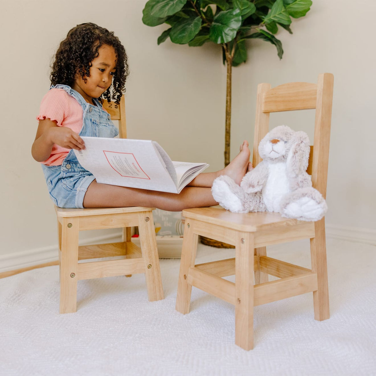 Pair of Solid Wood Chairs 2-Piece Set