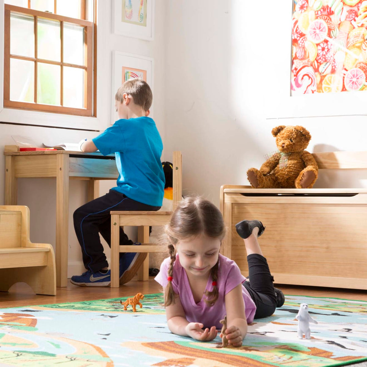 Child's Lift-Top Desk & Chair - Honey