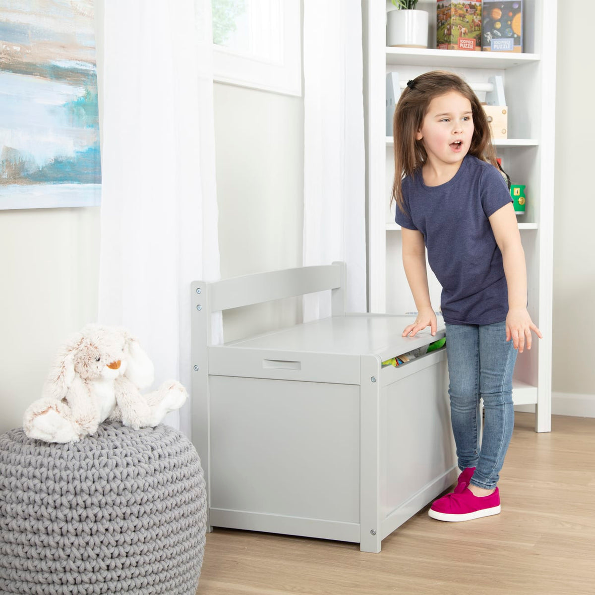Wooden Toy Chest (Gray)