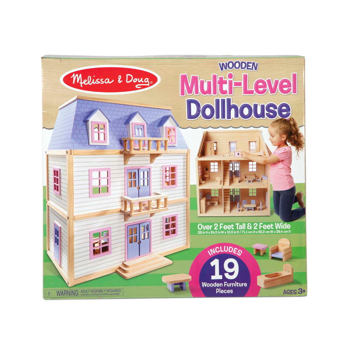 Wooden Multi-Level Dollhouse