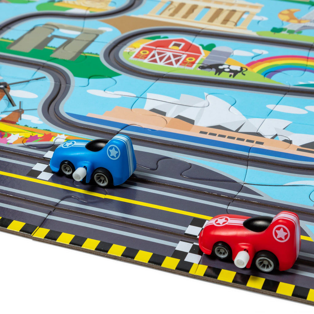 Race Around the World Tracks Floor Puzzle - 48 Pieces