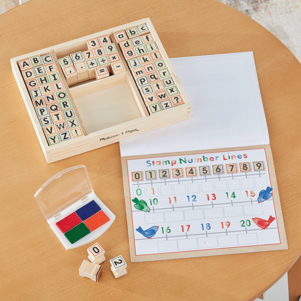 Deluxe Wooden Stamp Set - ABCs 123s