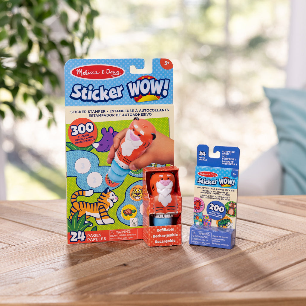 Sticker WOW!™ Tiger Bundle: Activity Pad & Sticker Stamper + Mini Activity Pad and 200 Refill Stickers