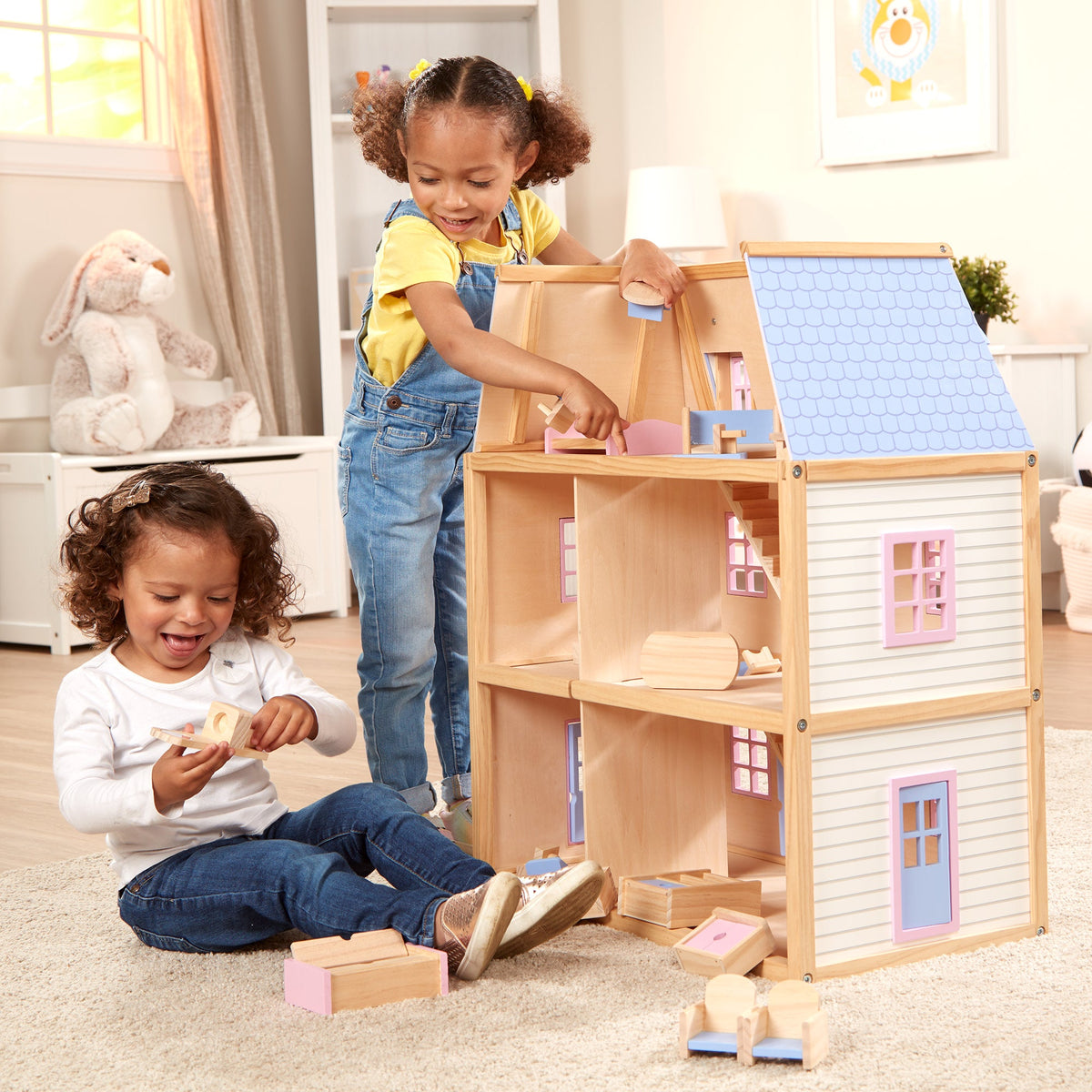Wooden Multi-Level Dollhouse