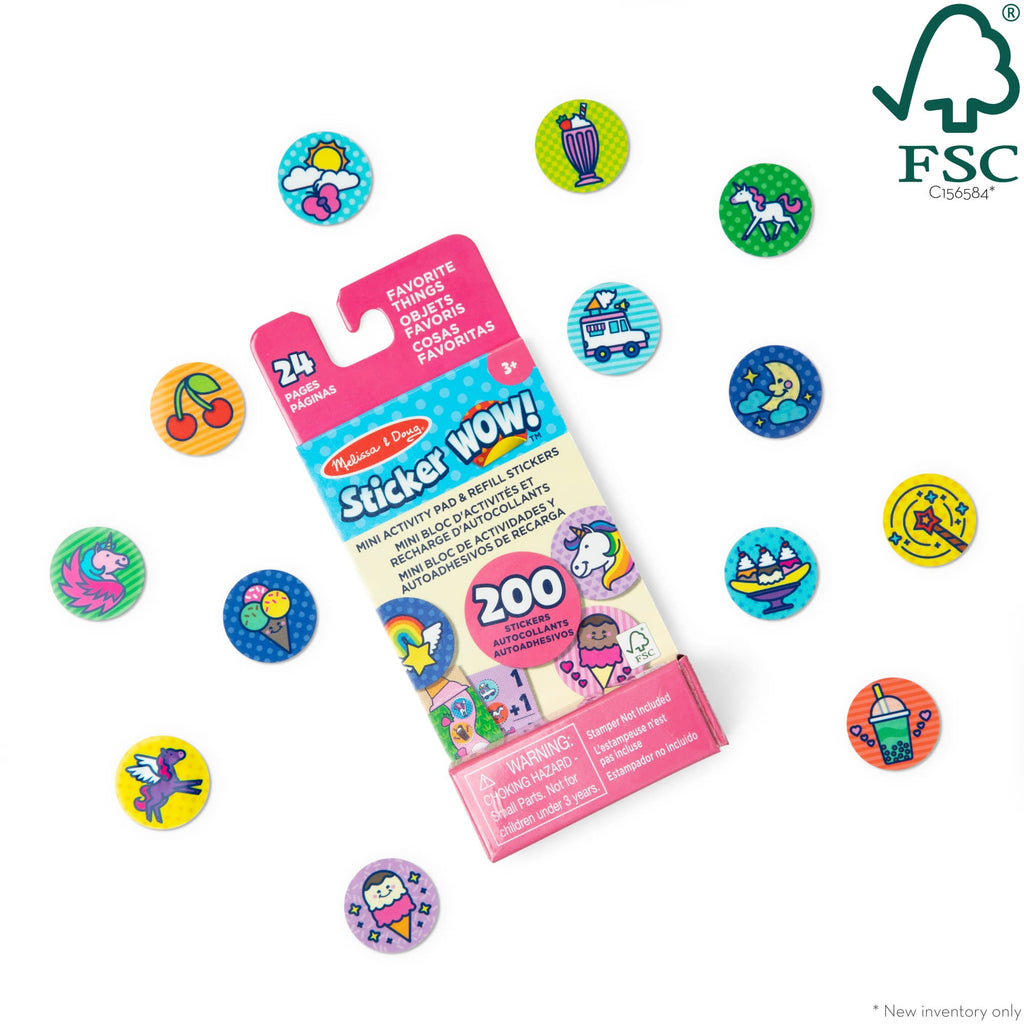 Sticker WOW!® Mini Activity Pad & Refill Stickers - Favorite Things (200+ Stickers, Stamper Not Included)