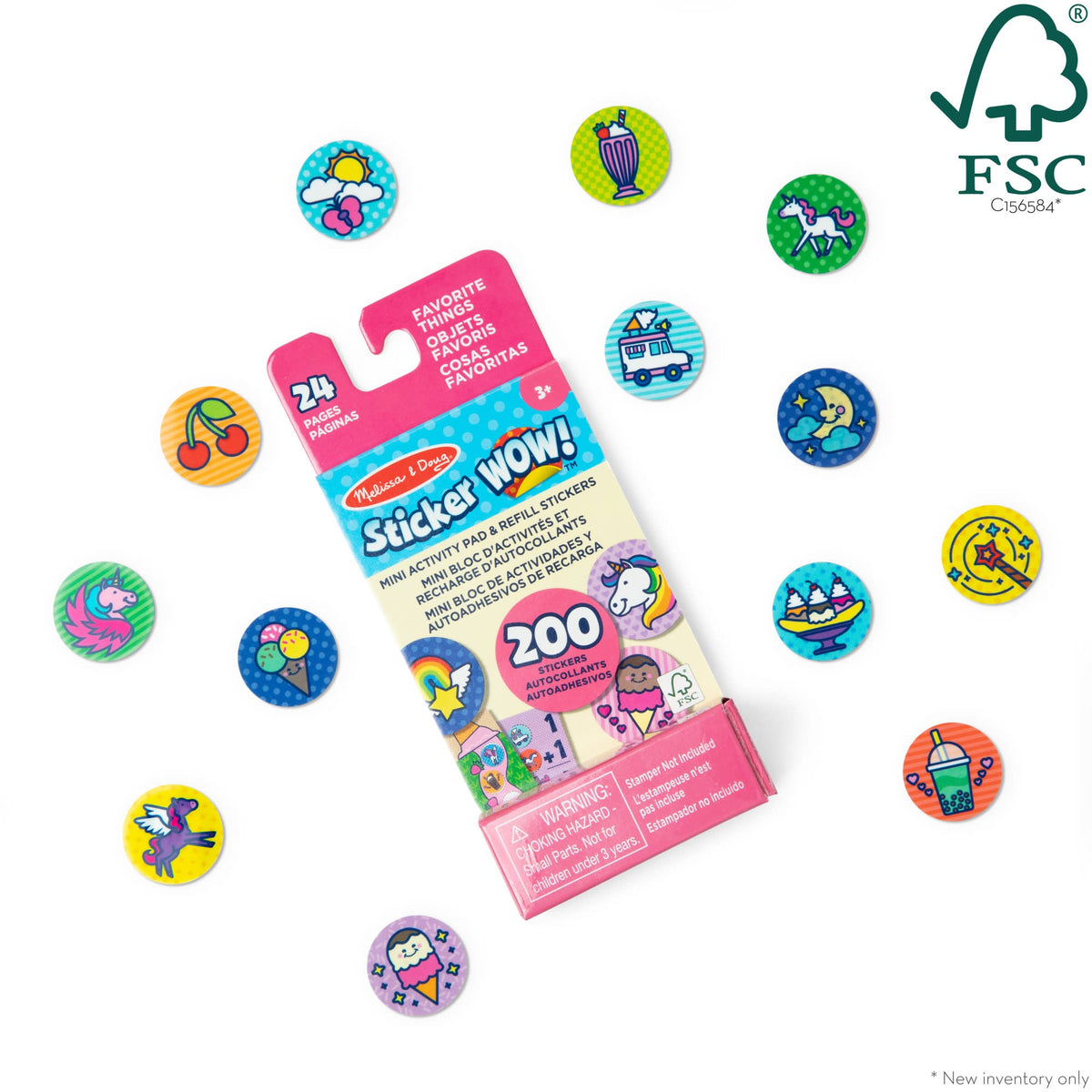 Sticker WOW!® Mini Activity Pad & Refill Stickers - Favorite Things (200+ Stickers, Stamper Not Included)