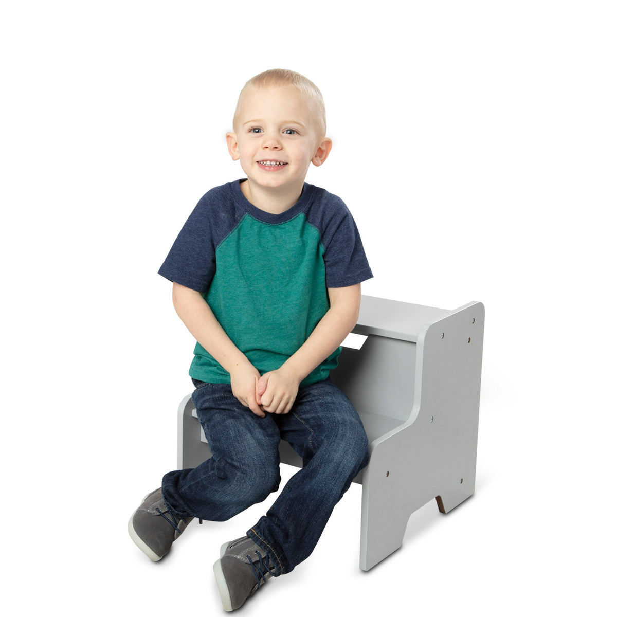 Wooden Step Stool – Gray