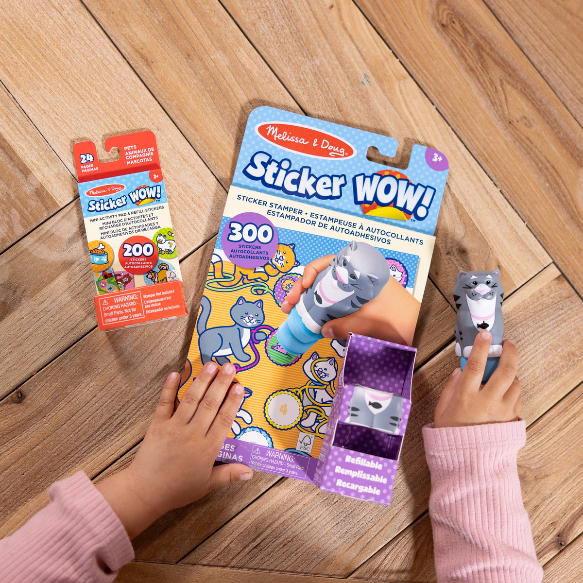Sticker WOW!™ Cat Bundle: Activity Pad & Sticker Stamper + Mini Activity Pad and 200 Refill Stickers